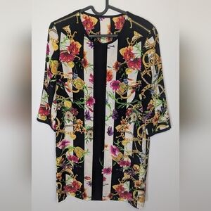 Juicy Couture Long Sleeve Sheath Dress 100% Silk Multicolor - size 4